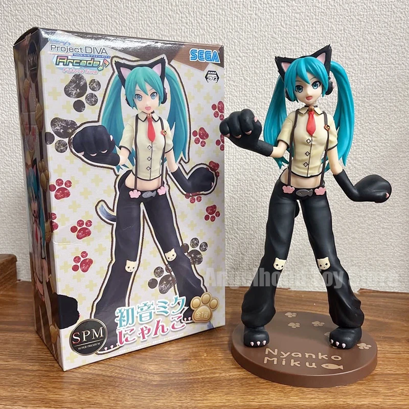 

Оригинальная фигурка Sega Hatsune Miku Vocaloid Miku кошачьи уши Ver. ПВХ Модель кавайная экшн-фигурка коллекция 23 см куклы игрушки для детей