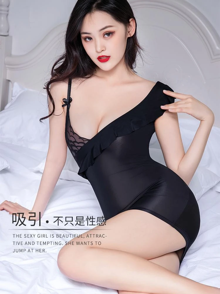 

Sexy Smooth Shiny Tight Pencil Dress Women One Shoulder Oil Gloosy Mini Dress See Through Vestido Clubwear Transparent Lingerie