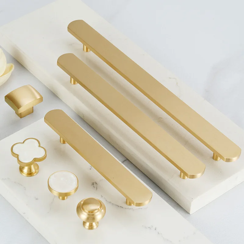 ใหม่จีนทองเหลืองยาวเฟอร์นิเจอร์ Creative ตู้เสื้อผ้าตู้เสื้อผ้าลิ้นชักตู้ครัวประตูจับฮาร์ดแวร์ 1