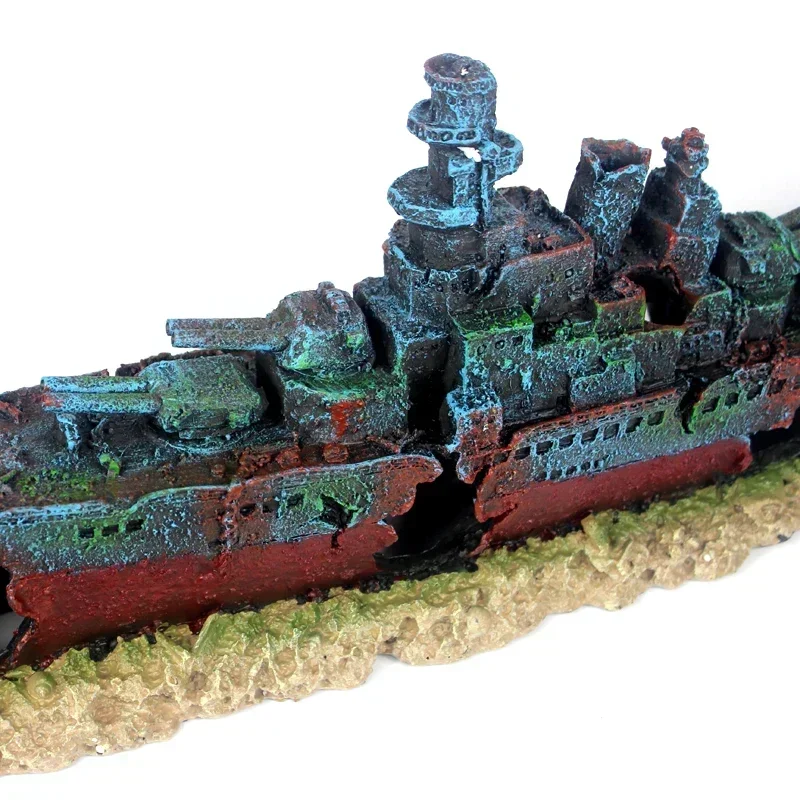 

49cm Boat Decor Fish Aqaurium Tank Batttle Decoration Resin Aquarium Navy Warship Ornament