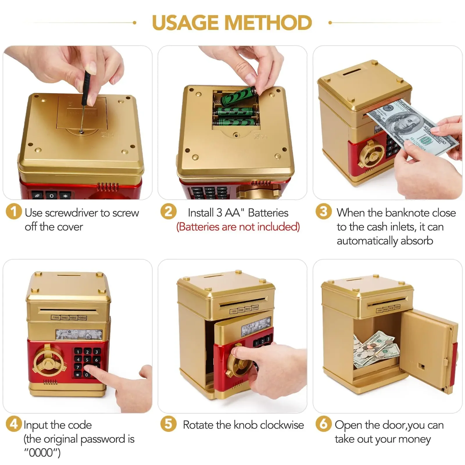 Child Gift Electronic Password Money Box Coins Cash Saving Money Box Counter Code Key Lock Piggy Bank Automatic Mini Safe