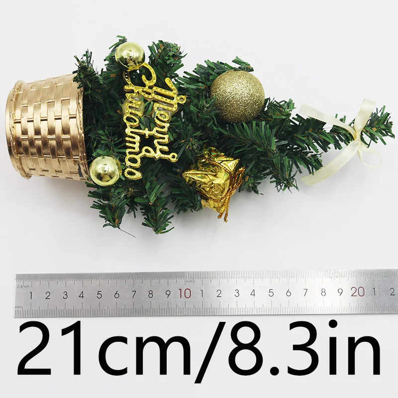 (1 Piece/bag) 21cm Christmas Tree Christmas Decoration Desktop Ornaments New Year Holiday Decorations Props DIY Celebration