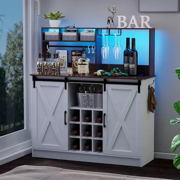 Coffee Bar Cabinet with Adjustable 20-Color LED Lights 1