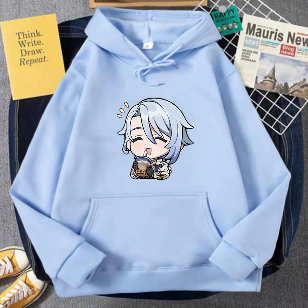 Genshin Impact Kamisato Ayato Felpa Con Cappuccio Anime Cartoon Print Manica Lunga Divertente Da Bere Tè Al Latte Taglia Ue Sudaderas Para Mujer Casua
