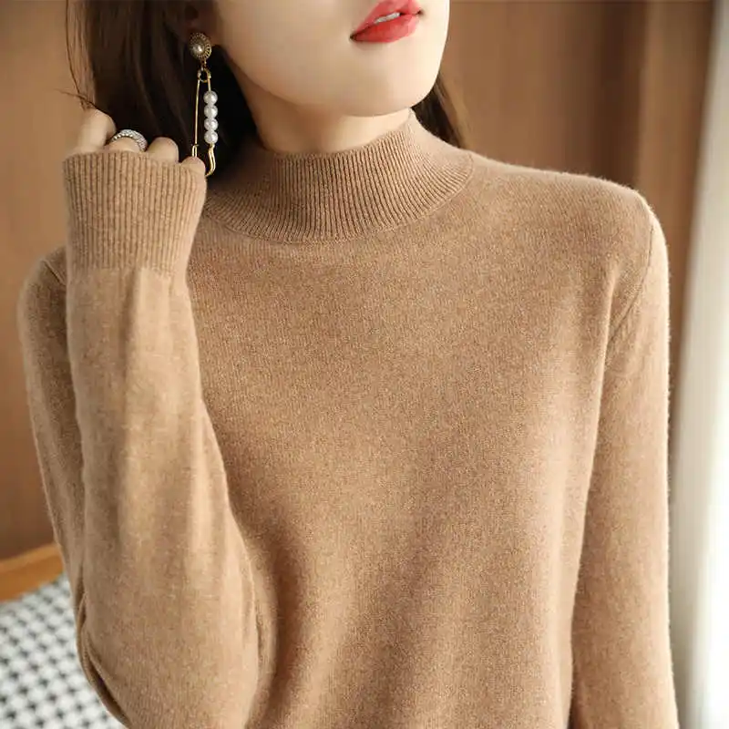 Autumn and Winter New Women's Clothing Semi-turtleneck Long-sleeved Women's Sweater Fashion Casual Knitwear Bottoming Shirt