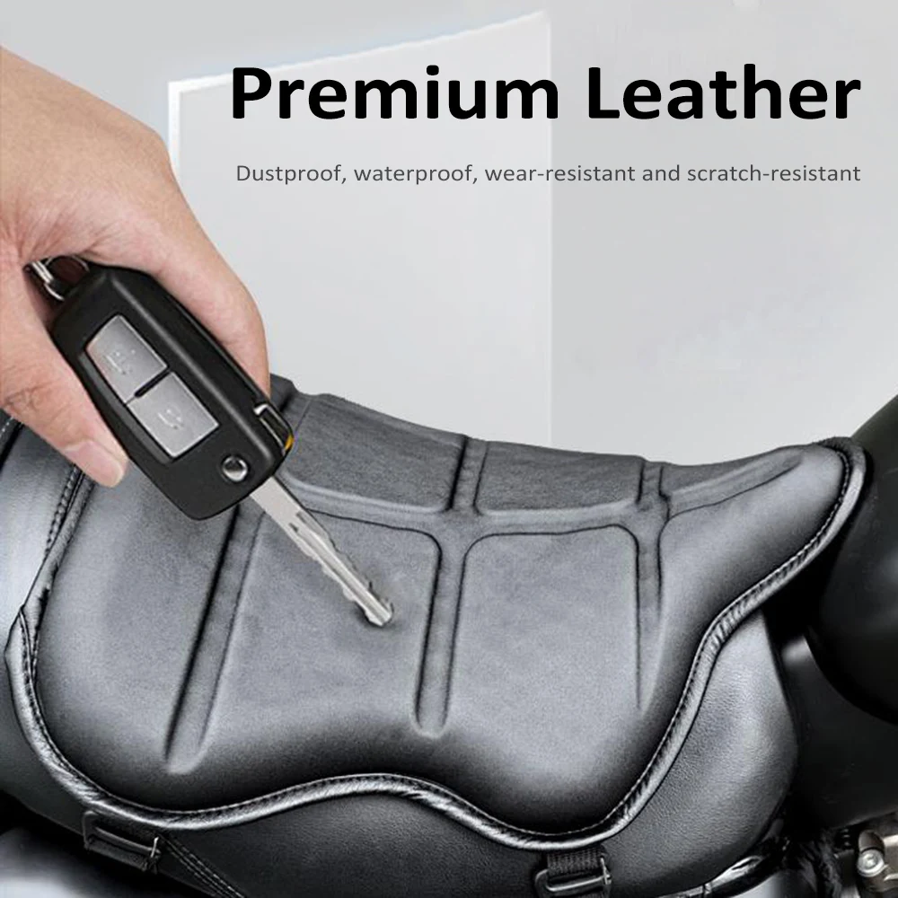 Motorcycle Gel Seat Cushion for Comfortable Travel High Elasticity Non-Slip Leather Seat Pad for Long Rides