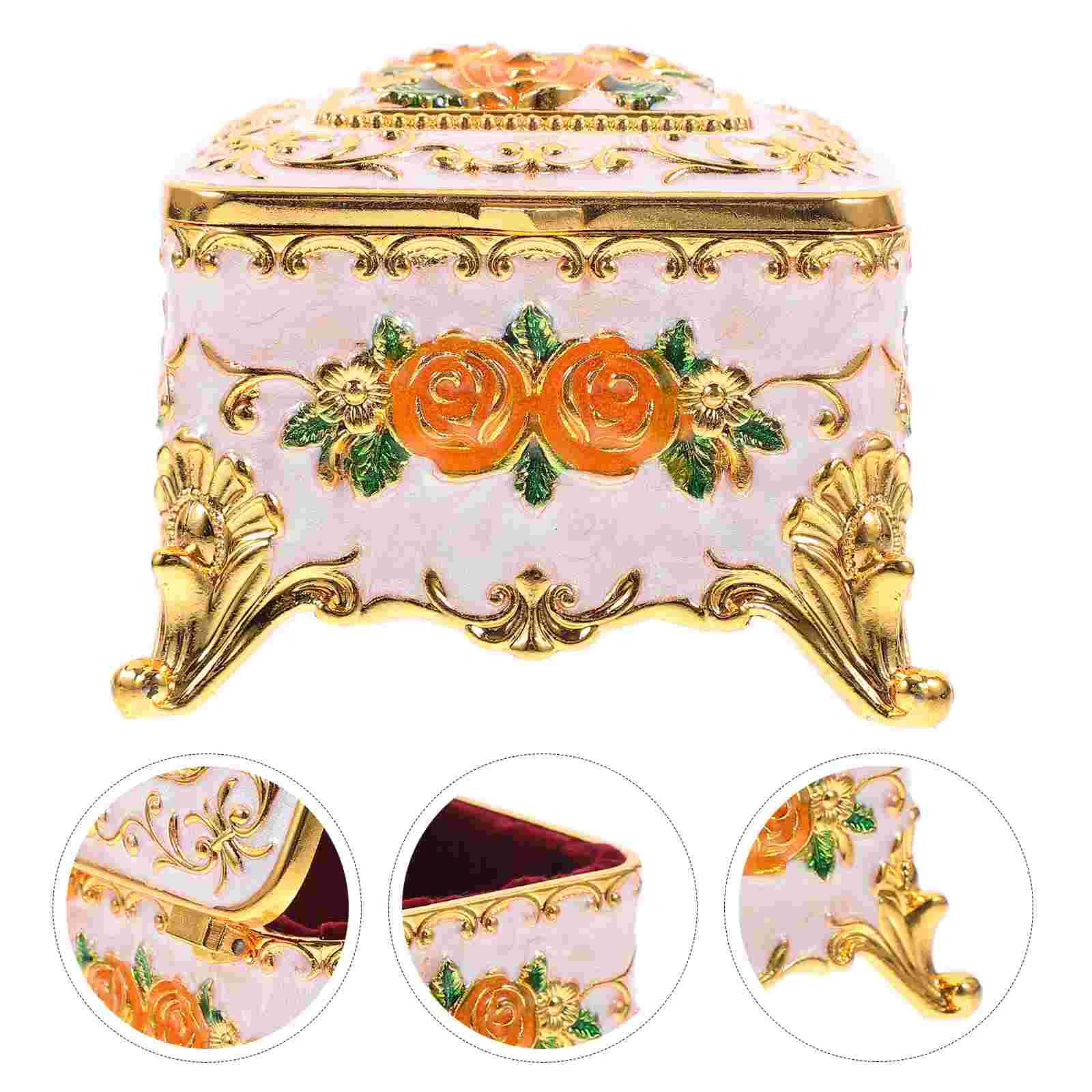 

Jewelry Enamel Box Trinket Organizer Household Earring Case Decorate White Storage Supply
