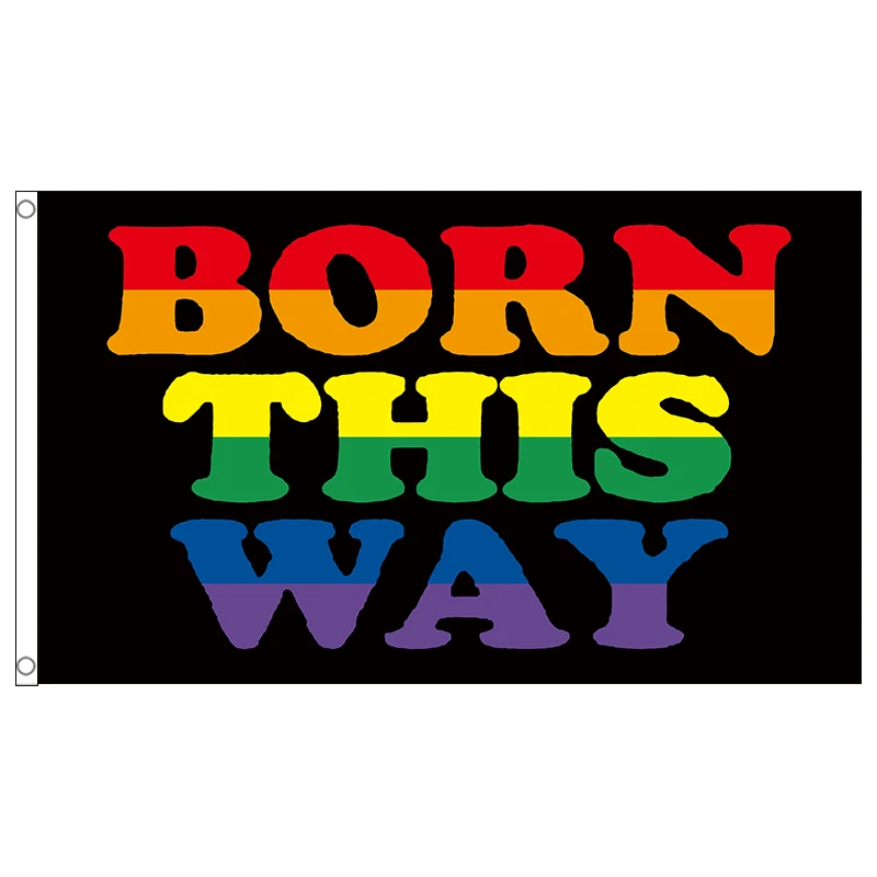 

free shipping Aerlxemrbrae flag Born This Way Rainbow Flag 150X90CM 3X5FT Banner 100D Polyester grommets