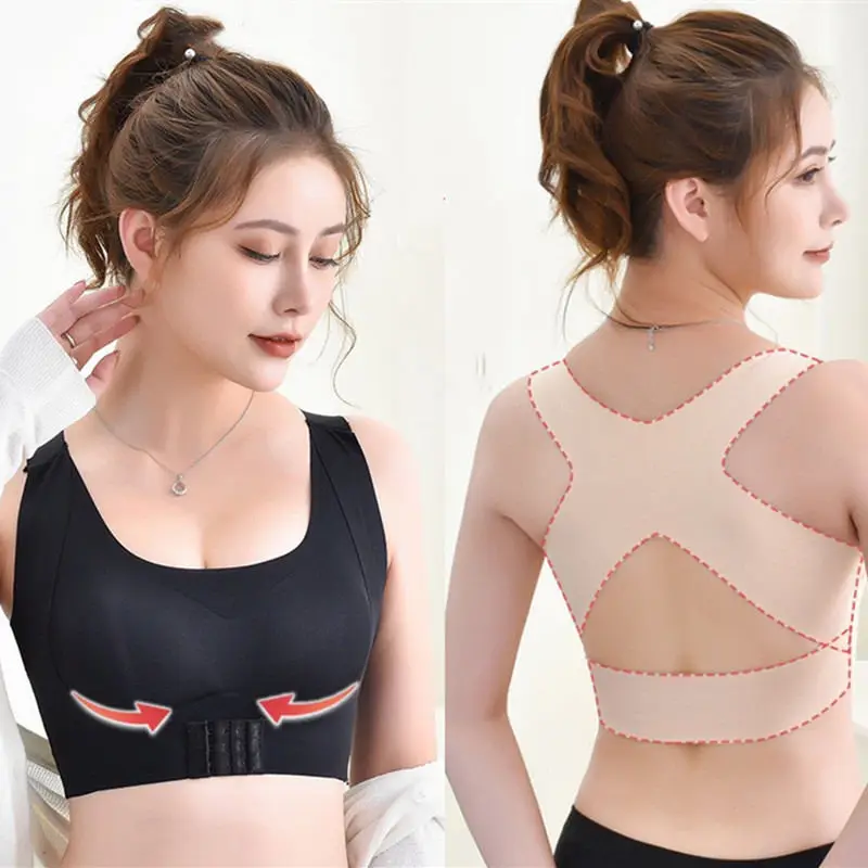 

Women Bra Posture Corrector Bralette Front Closure Bras Fitness Vest Push Up Bra Female Brassiere Underwear Cross Back Tank Tops