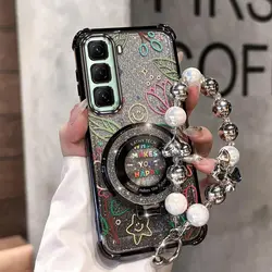 Grass Plating Bracelet Holder Phone Case - Hot 50 Small Series for Hot 30PlayNFC (Black)