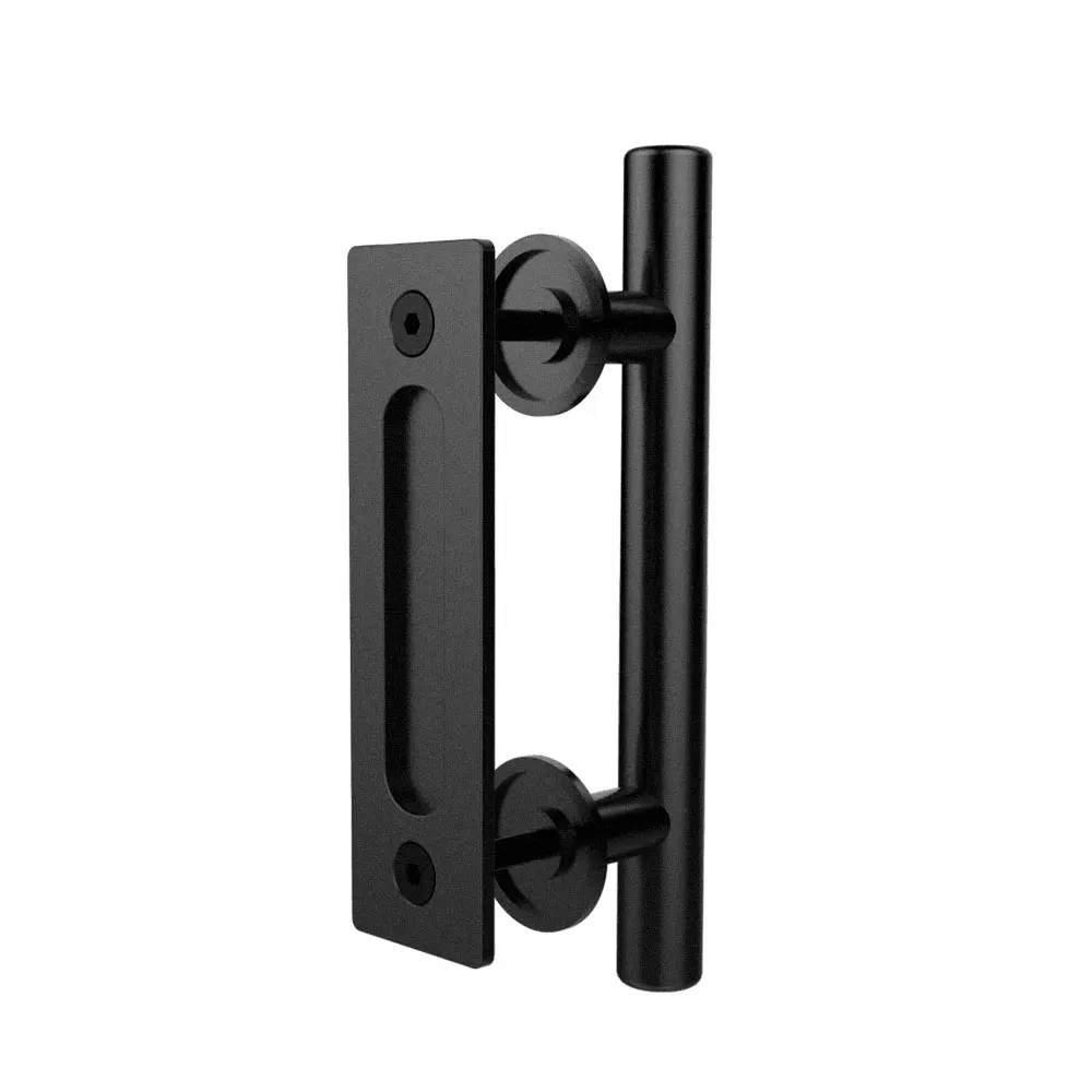 CCJH Pull Handle Kit porta da fienile scorrevole nera maniglia per porta in legno Heavy Duty Basic Style lunghezza totale 30/24 cm Heavy Duty