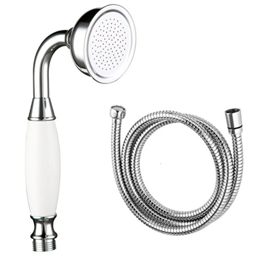 Traditional Brass Ceramics Telephone Handheld Shower Head Chrome Finish with 1.5 Meter Hose for Bathroom