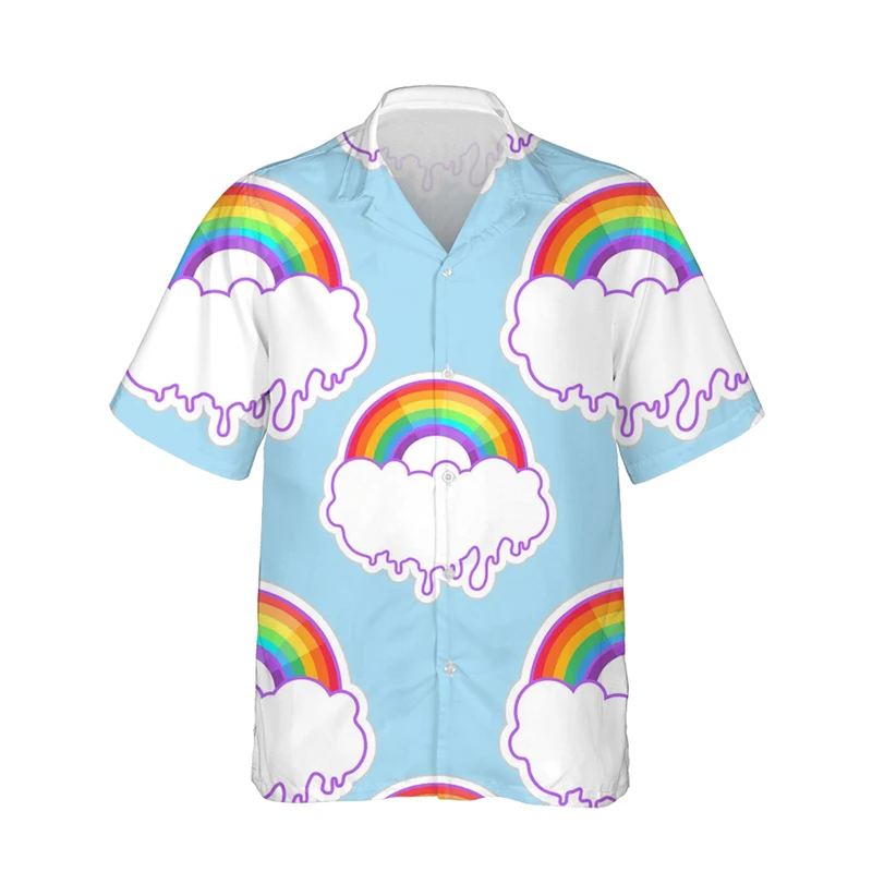 thumbnail image 1 of Camisas con estampado 3D de la bandera del arcoíris LGBT para hombres y mujeres, blusas de manga corta con solapa, estilo callejero, a la moda, con personalidad, para verano, 1 of 5
