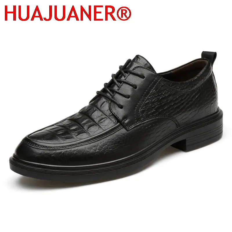 

Italian Genuine Leather Mens Shoes Formal Business Casual Oxford For Men Dress Shoes High Quality Crocodile Pattern Suit Shoes