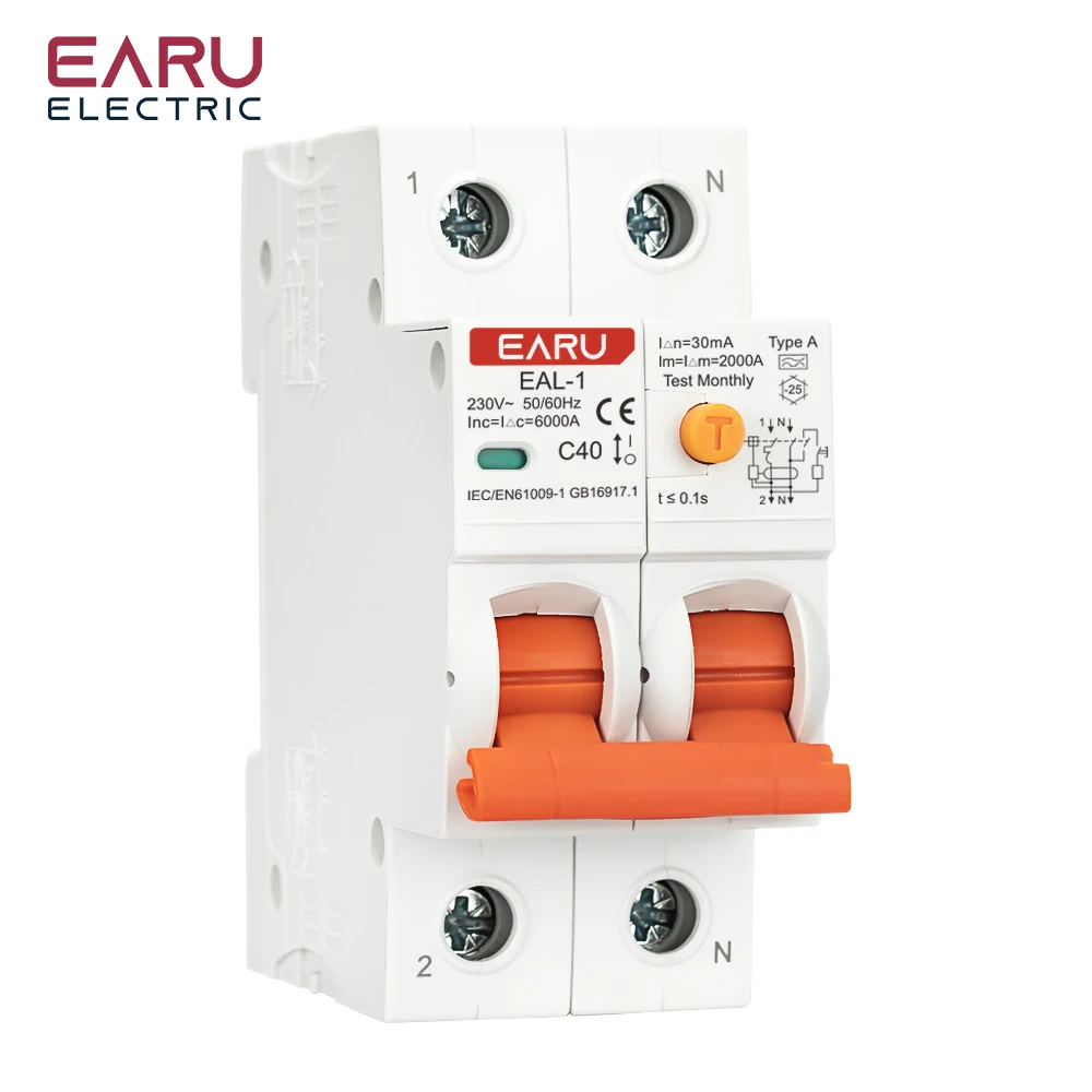 2P 30mA AC A B Type RCBO RCCB MCB Electronic Residual Current Circuit Breaker Ov