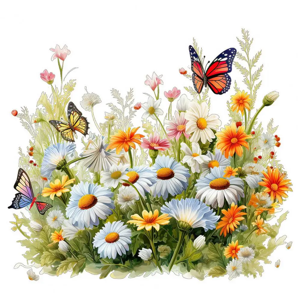 Adesivi Murali Per La Decorazione Domestica Flower Grass Wall Art Vibrant Butterfly Flower Wall Stickers Adesivo A Lunga Durata Per La Stanza
