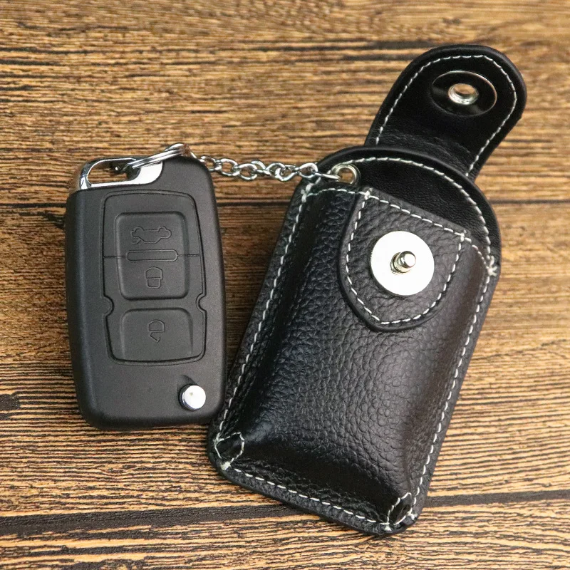 Key Holder Belt Genuine Leather Men Women Magnetic Snap Keys Organizer Case Bag Mini Waist Hanging Car Keys Housekeeper