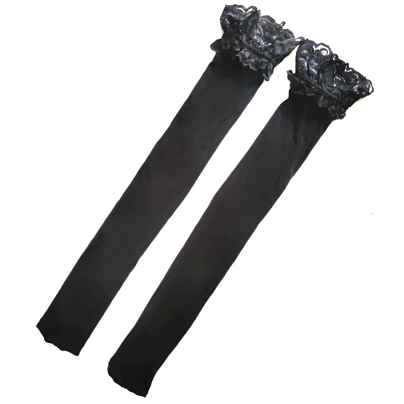80D Hohe Elastizität Schwarze Strümpfe Lone Tube Über Knie Socken Anti-slip Spitze Samt Oberschenkel Strümpfe Frauen Cosplay Party strumpfwaren – Detail 4