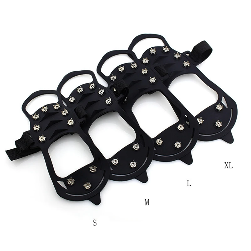 S-XL 10 Studs Anti-Skid Ice Snow Gripper Spike Winter Climbing Shoes Anti-Slip Ice Grips Shoes Boots Snow Cleats Crampones climbing crampons ice gripper spikes