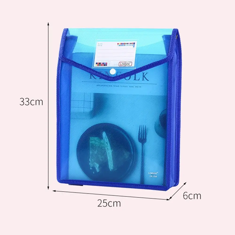 A4 File Folder Stationery Storage Folder Waterproof File Organizer Folders PVC Bag Envelope Paper Storage Organizers
