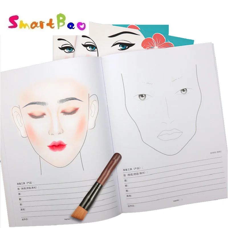 Plantillas faciales A4 para maquillaje, belleza, arte de gráfico facial, 30  hojas de papel