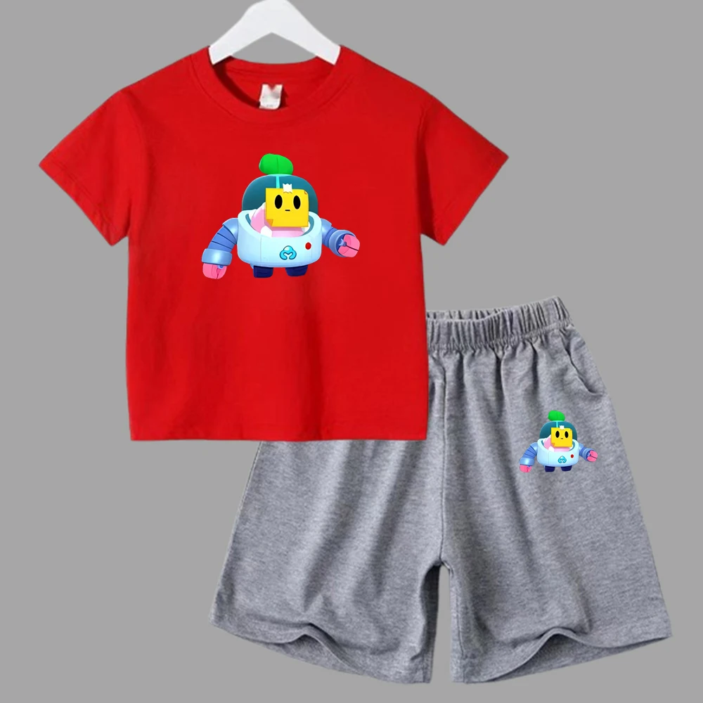 thumbnail image 1 of Conjuntos deportivos de verano para niños, camisetas de manga corta y pantalones de lucha de anime, conjuntos para niños y niñas de 3 a 13 años, 1 of 5