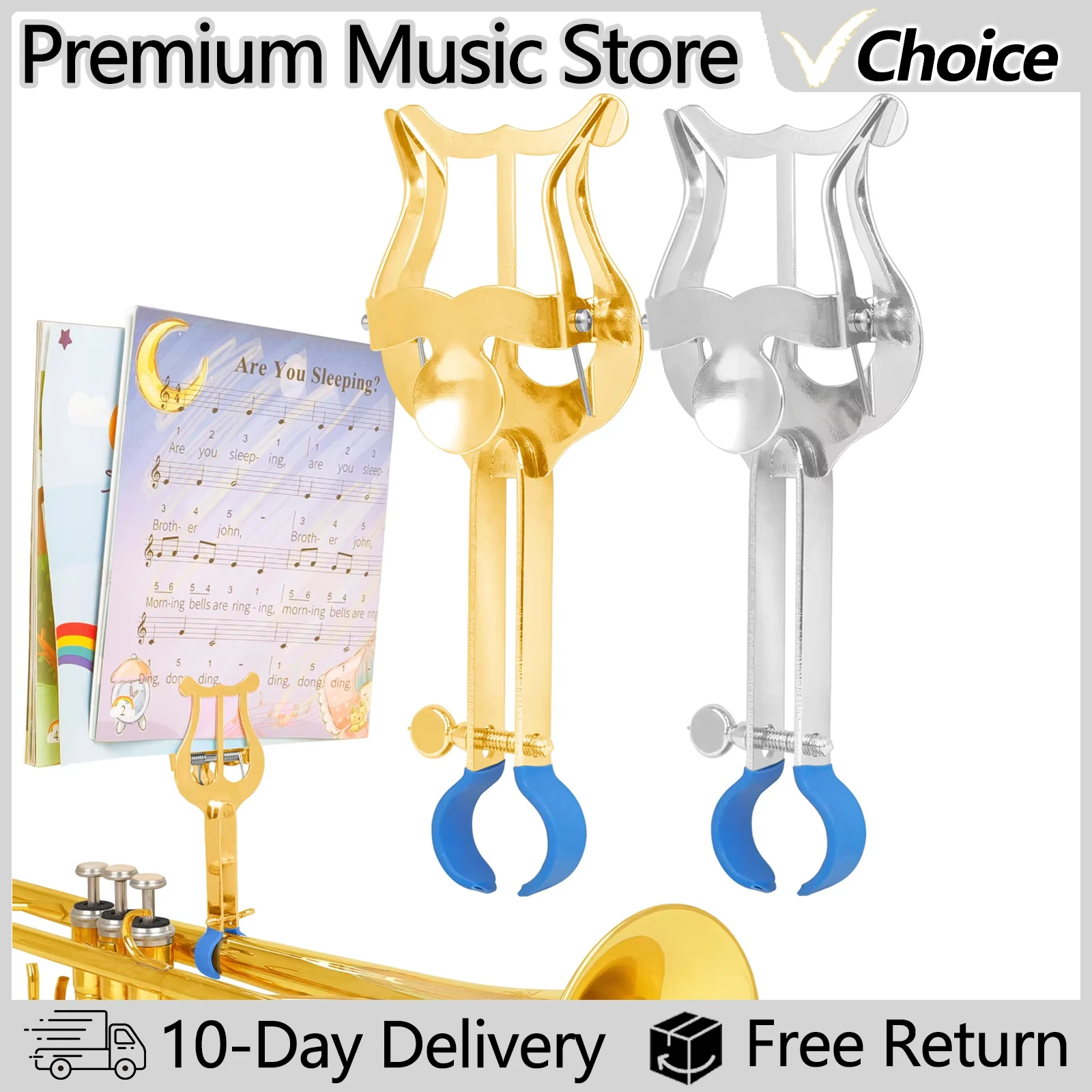 Portable Durable Metal Music Stand for Brass Instruments - Clip-On Accessory