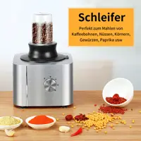 Système de cuisine professionnel 1100W, robot culinaire multifonctionnel 11 en 1 avec bol de 3,2 L + broyeur/mixeur/chopper de 1,5 L Compact argent 6