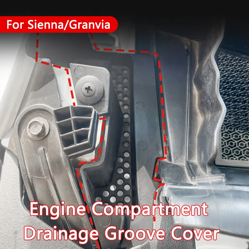 

ABS Car Engine Drainage Slot Cover Engine Compartment Deflector Trims Dustproof ABS For Toyota Sienna Granvia Interior Accessory