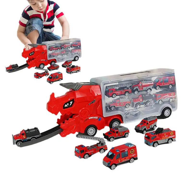 Dinosaur Truck Educational Transport Truck Car Toys With Ejection Race Track Mega Hauler Toy Fun KidsMotor Vehicle Playsets