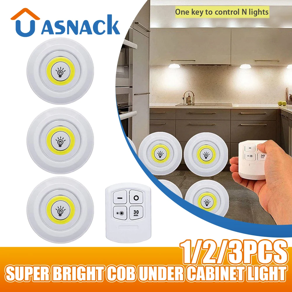 LED Night Light LED Cabinet Light Cabinet Lights LED Cabinet Lights Under Cabinet Light 3W Super Bright Cob Under Cabinet Light LED Wireless Remote Control Dimmable Wardrobe Night Lamp For Bedroom Kitchen Nightlight