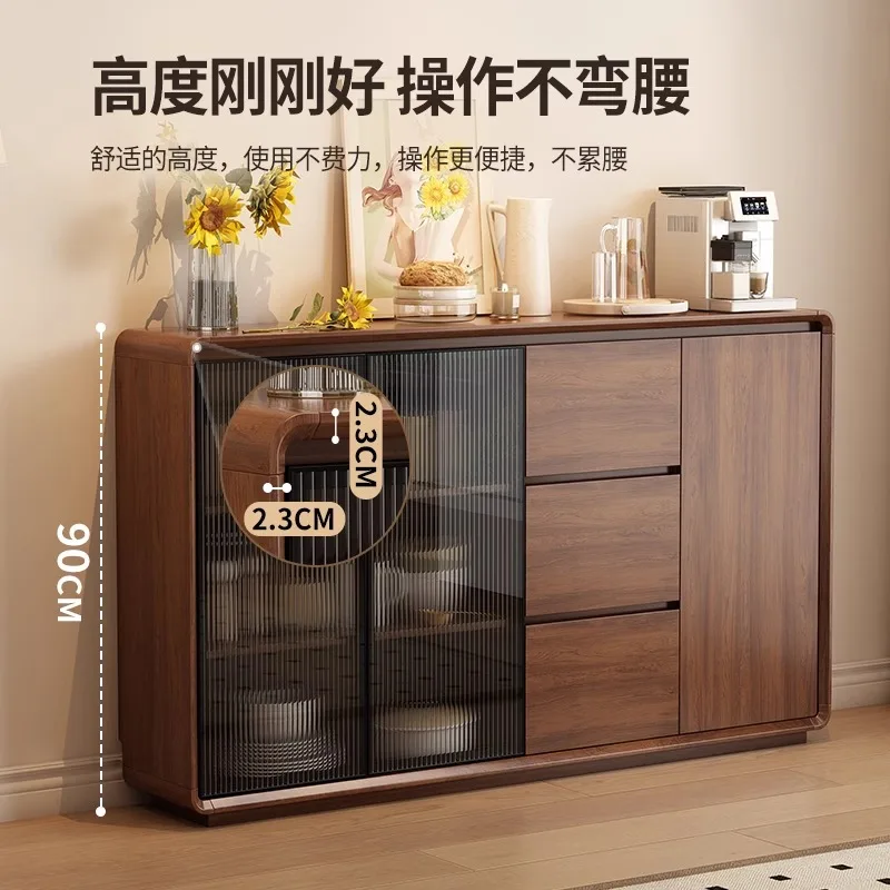 Edge cabinet against the wall integrated locker ultra-thin kitchen tea cabinet living room locker solid wood frame