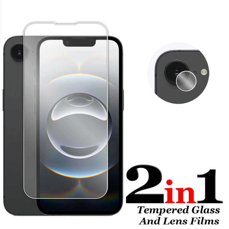 Clear Full Glue Tempered Glass Screen Protector with Lens Film - 6.1 Inch Display