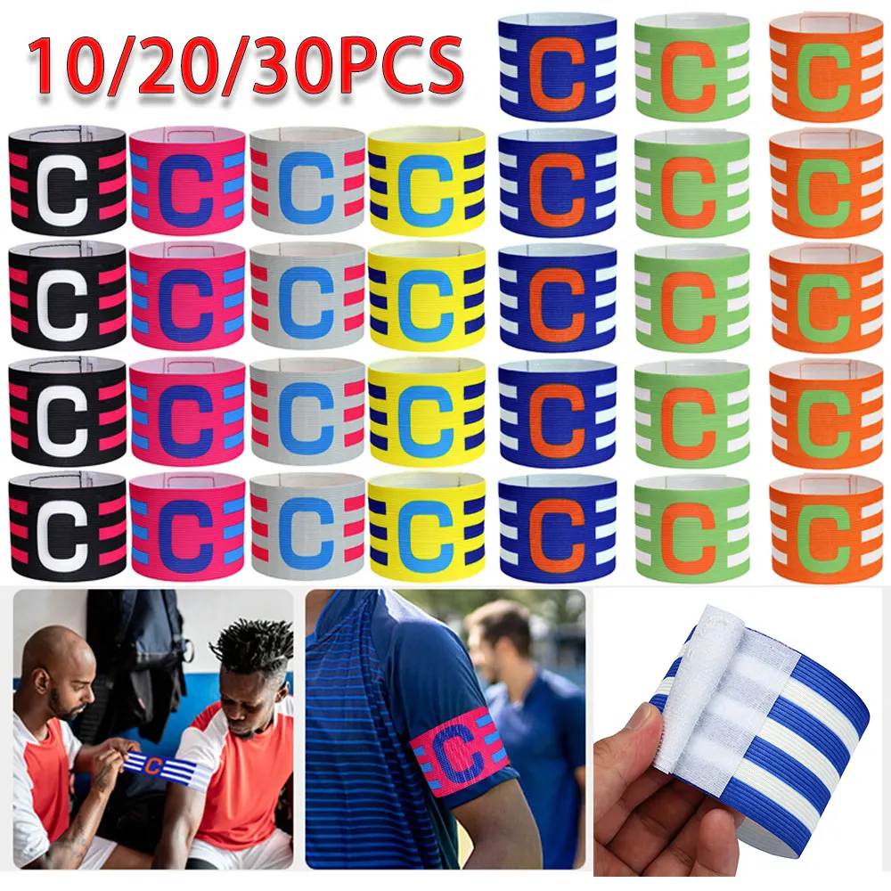 Football Captain Armband Adjustable Soccer Player Captain Group Armband Touch Fastener Stripe Arm Band Football 10-30pc