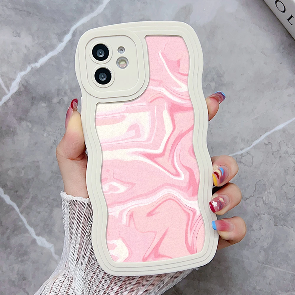 thumbnail image 1 of Funda Love Heart Curly Wave para iPhone 15 Fundas iPhone 11 12 13 14 16 Pro Max 7 8 Plus SE X XR XS Funda suave a prueba de golpes, 1 of 5