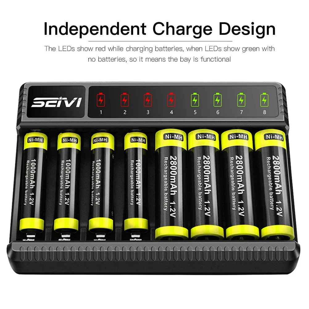 Universal Desktop 8 Slots Rechargeable Batteries Smart  Charger LED Display for 1.5V AA/AAA NiMH Rechargeable Batteries SW-8N