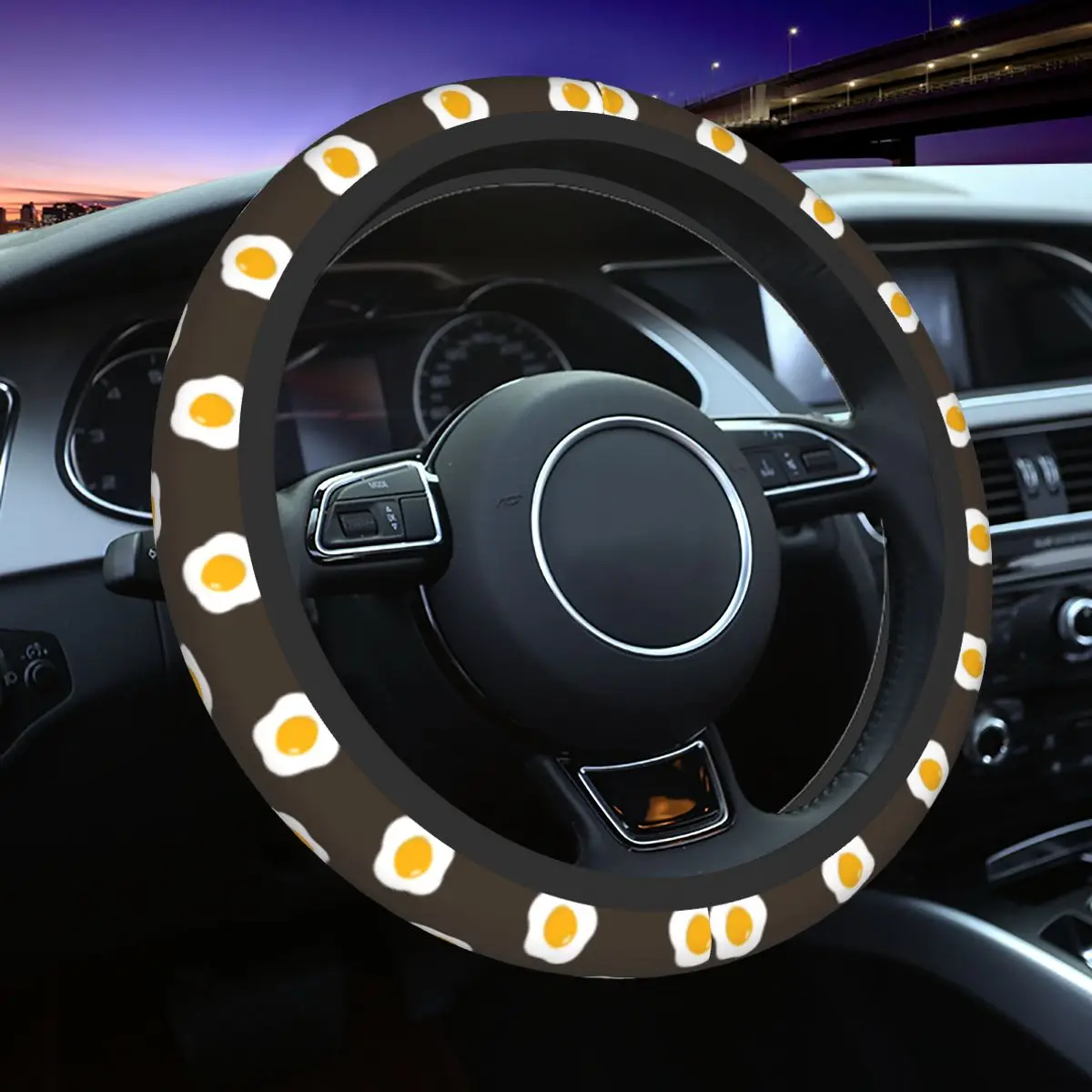 

Poached Egg Car Steering Wheel Cover 37-38 Anti-slip Suitable Auto Decoration Interior Accessories