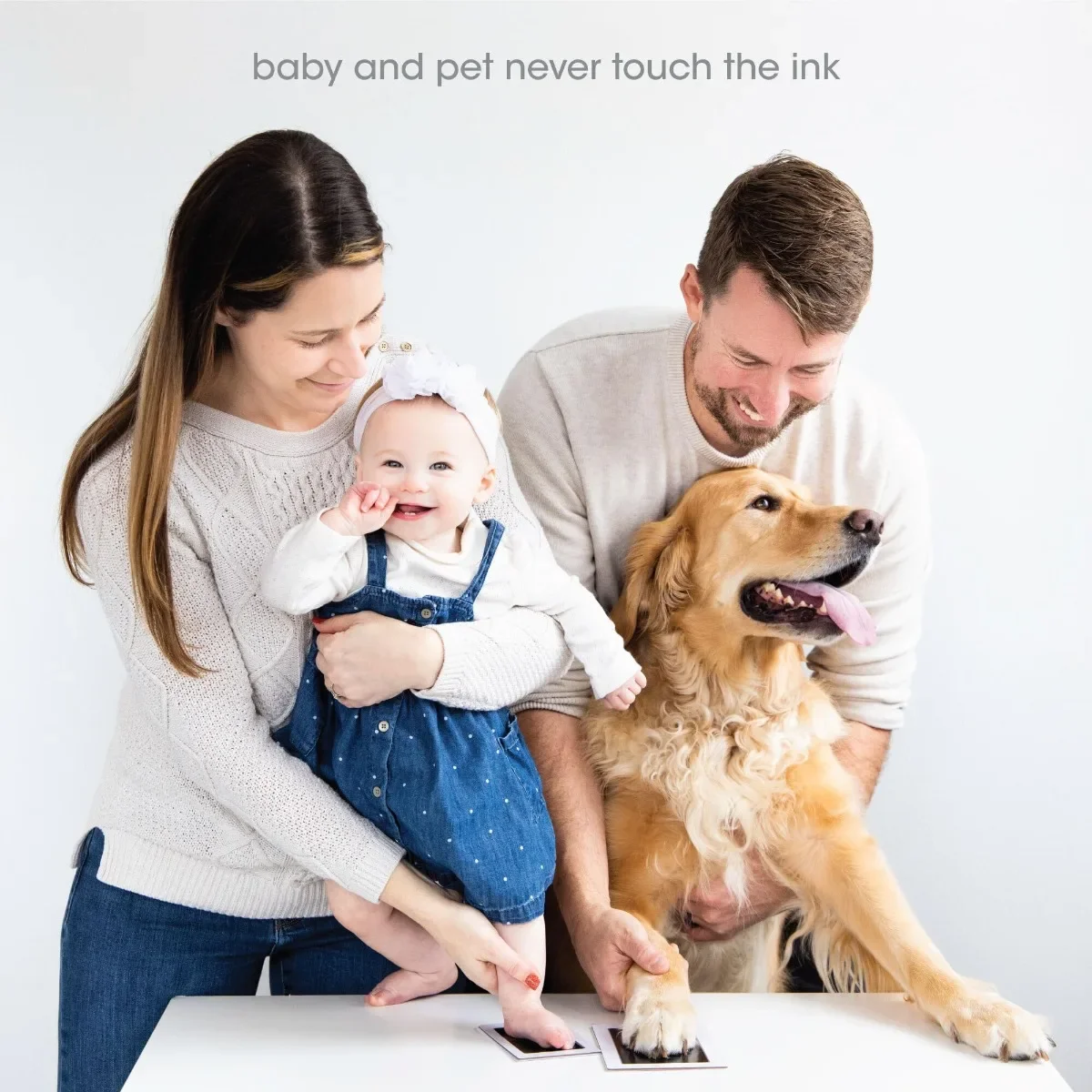 4 Pcs Baby Inkless Handprint and Footprint Kit Pet Paw Print Stamp Kit Family Memory for Newborn Registry Pets Family Printing