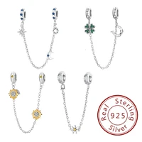 Orginal 925 Sterling Silver Spacer Stopper Clasp Clip Charms Bead Pendant Safety Chain Fit Pan Bracelets DIY Fine Jewelry 1