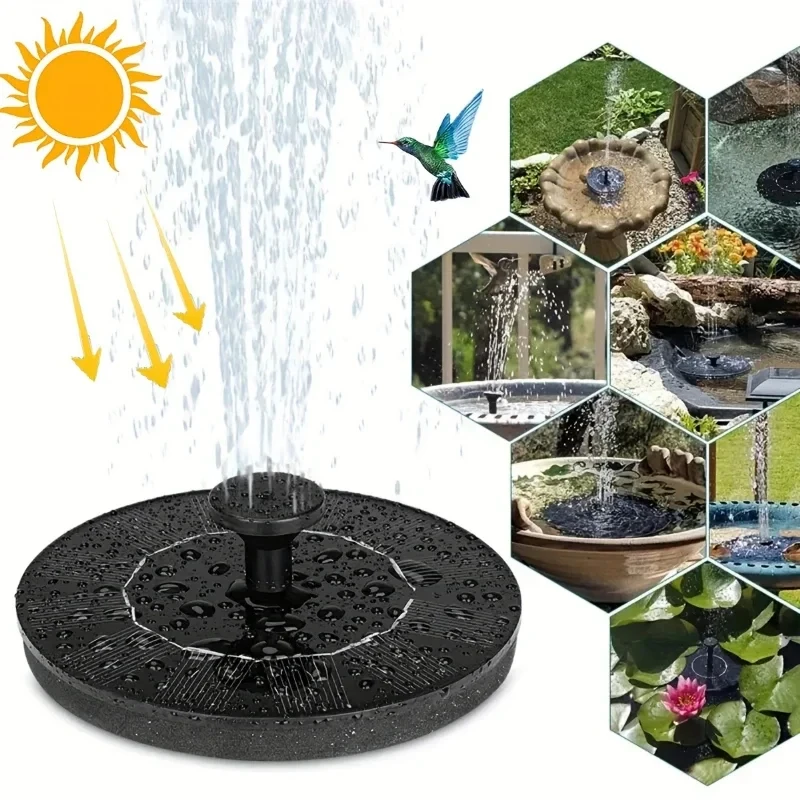 Solar Fountain 1W/1.4W/2.5W solar fountain with 6 nozzles suitable for gardens bird baths ponds swimming pools outdoor and backyard aquariums solar fountain solar fountain pump water fountain garden pond fountain solar water pump bird bath bird bath supplies fountain nozzles