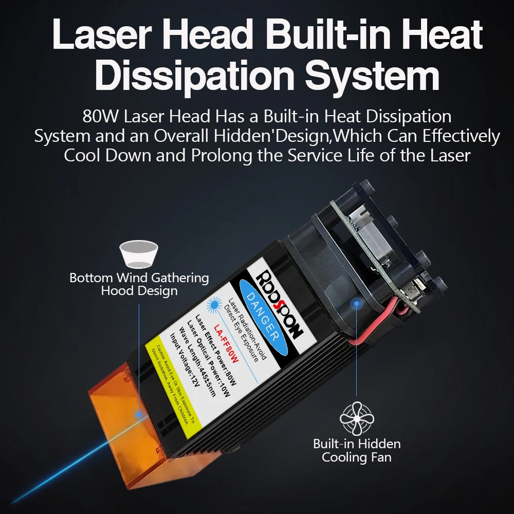 RDDSPON 40W 80W Laser Module 450nm Blue Light For CNC Wood Router Laser Engraving Cutting Machine DIY Carving Tool Engraver Head