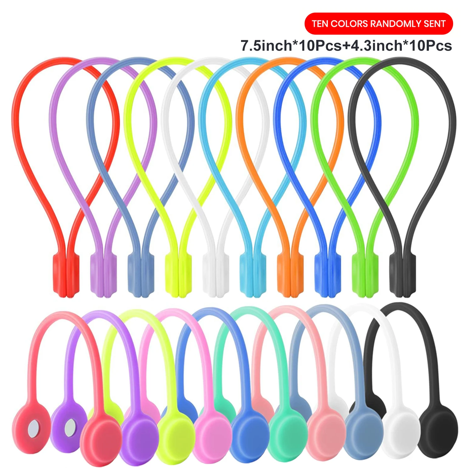 thumbnail image 1 of Bridas magnéticas mejoradas Bridas de silicona para gestión de cables Bridas magnéticas con cierre giratorio Clips reutilizables para cables para agrupar y organizar, 1 of 5