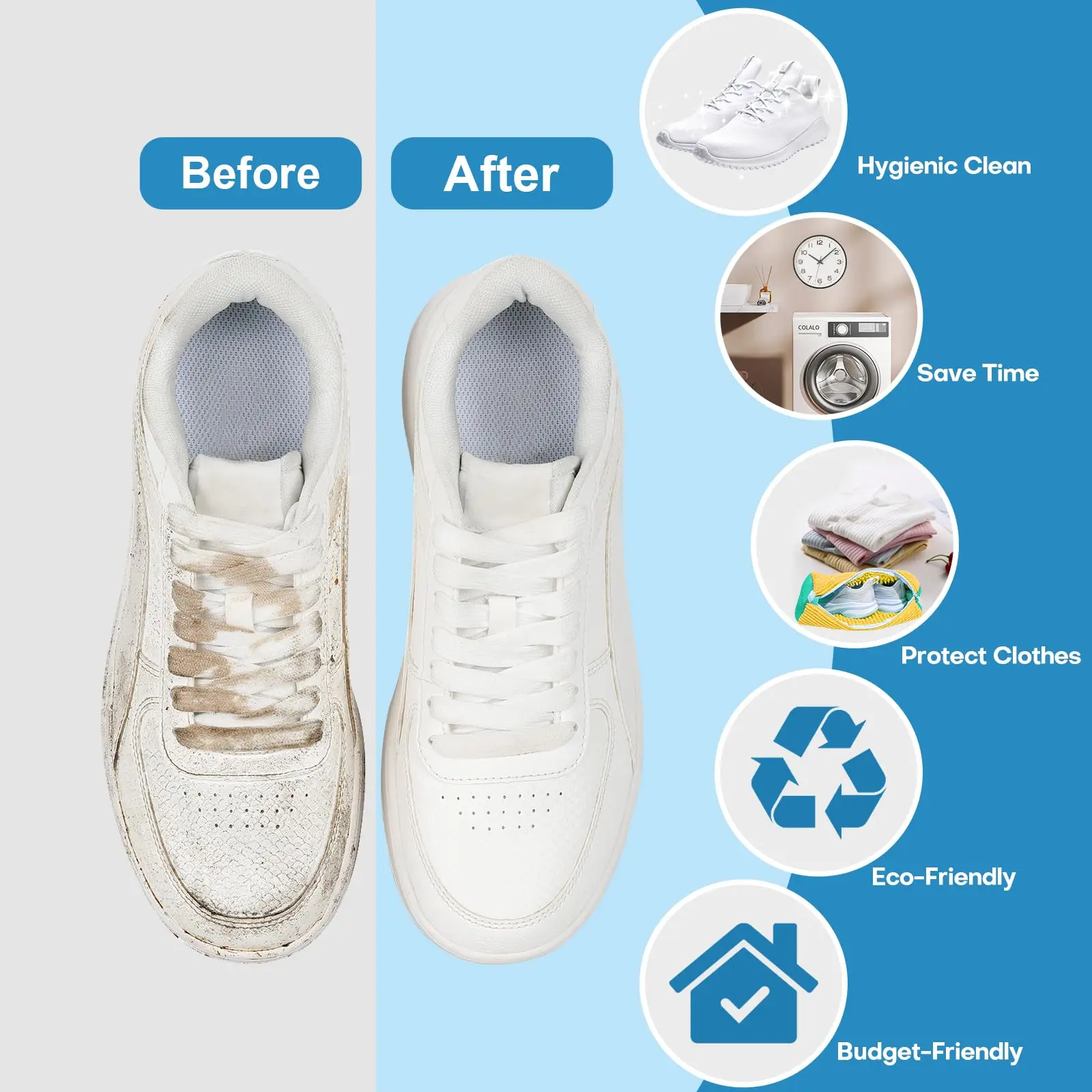 2PCS Shoe Washing Machine Bag: Laundry Shoe Bag for Washer and Dryer Reusable Shoe Cleaning Bag for Sneaker Tennis Shoes Unstai 2