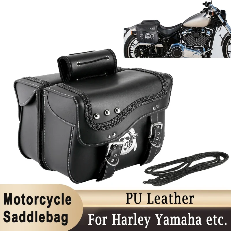 1 Pair Motorcycle Saddlebags Large Capacity Waterproof PU Leather Rear Side Bags motorcycle saddlebag motorcycle luggage Storage Luggage Universal for Harley Yamaha etc