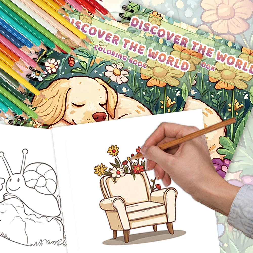 1pc,Puppy Colouring Book - Teen Colouring Book - 30 Sheets, 8.3x 8.3 inches, Adult Stress Relief, Birthday, Holiday Party Gift 4