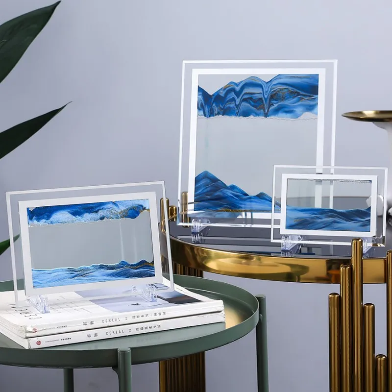 3D Роспись с зыбучим песком украшения стекло часы движущийся песок