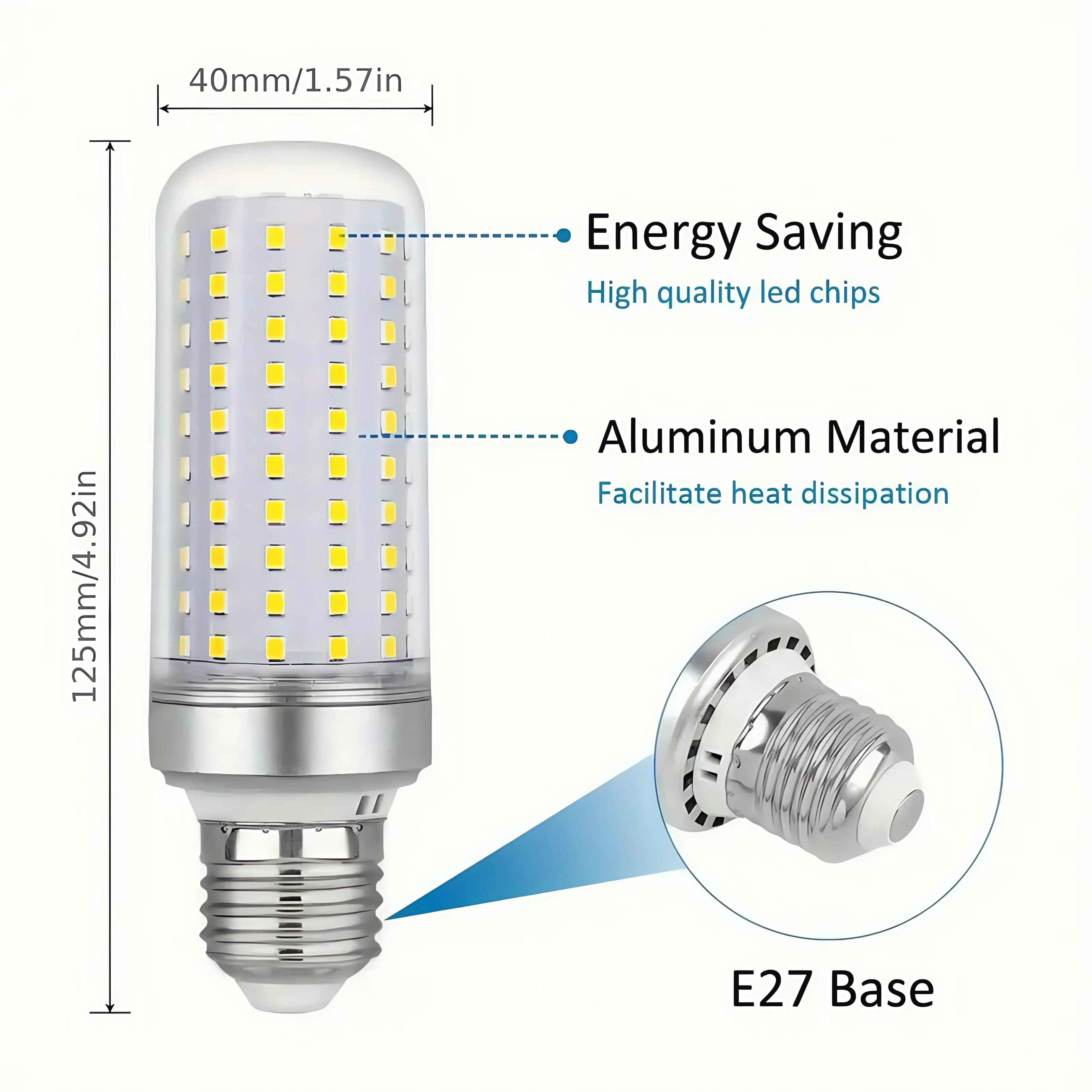 Pack of 1 or 2 - 30W LED Bulb, 6000K Cold White Light, E27 Base, Ideal