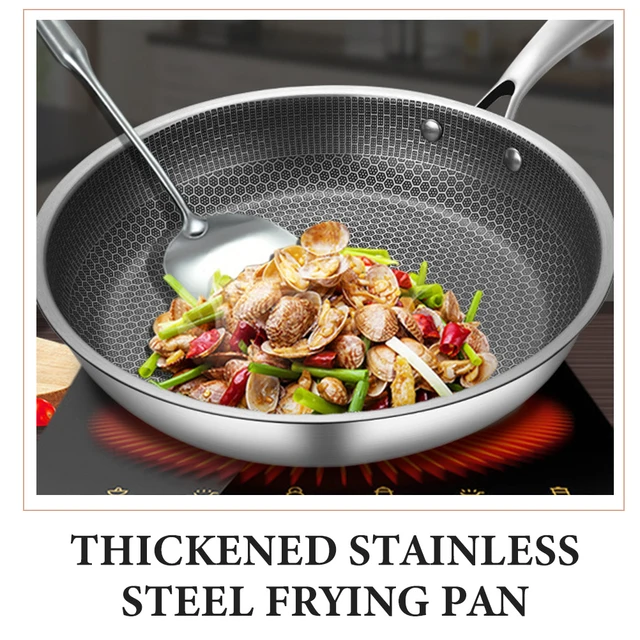 Big Wok Nonstick Frying Pan Stainless Pasta Serving Plate Honeycomb Steel  Induction Cooktop Small Woks Grilling