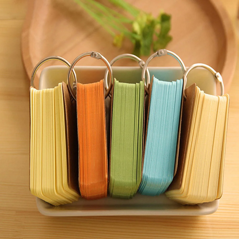 

5 Pcs Card Loose-leaf Book Simple Style Memo Cards Index Portable Blank Flashcards Learning Memory Office Binder