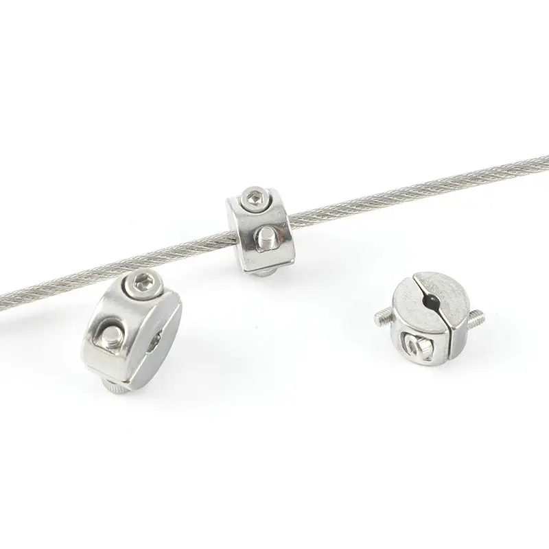 316 Stainless Steel Boat Rope Grip Stop Single Pivot Cable Suspension Round Clamp Clip with Hexagon Grub Screw Bolts